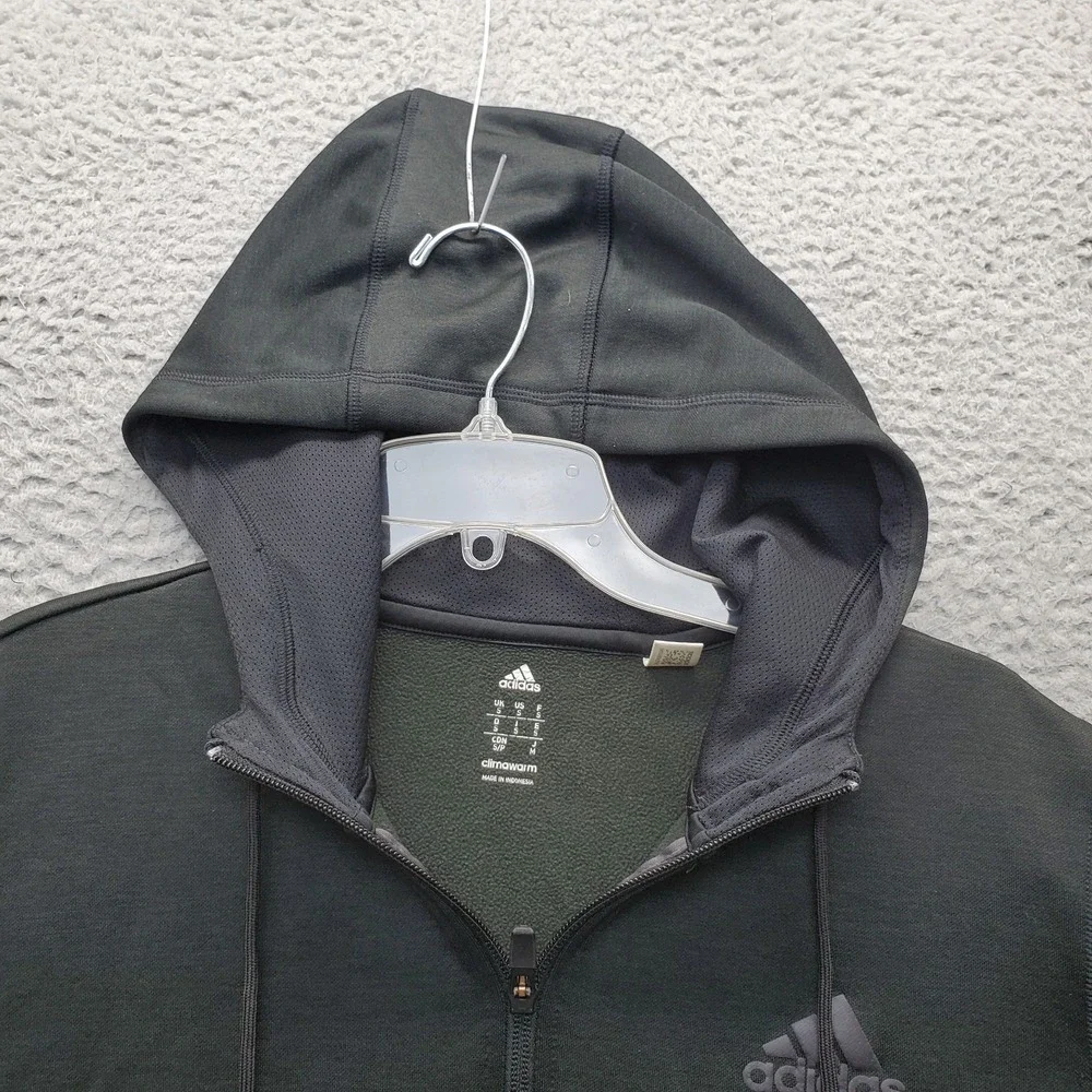 Adidas‎ Climawarm Essentials Hoodie Mens S Black Fleece Lined Long Sleeve Zip Up